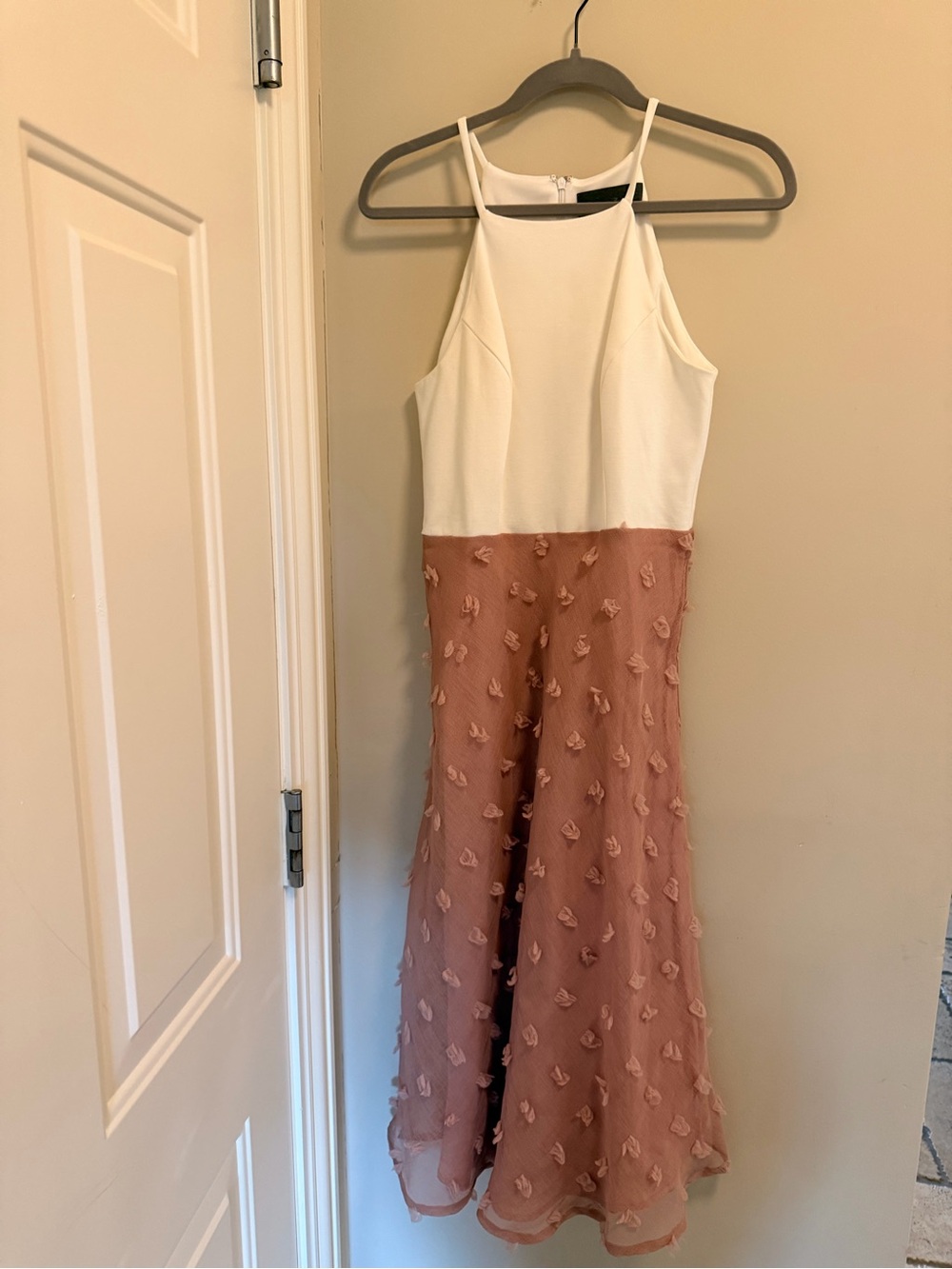 Sunday in Brooklyn White and Dusty Rose Halter Midi Dress